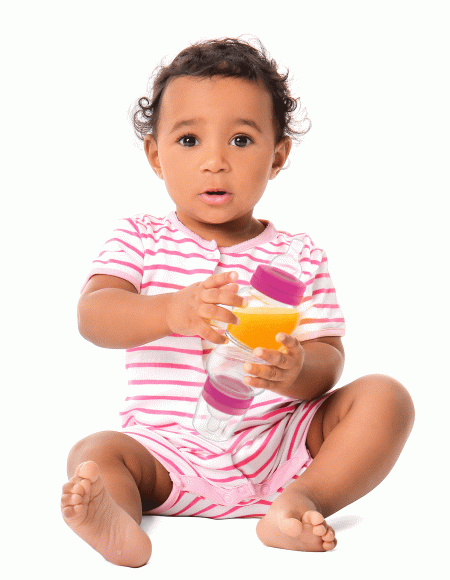 Baby holding DoubleUp Baby Bottle 3 in 1